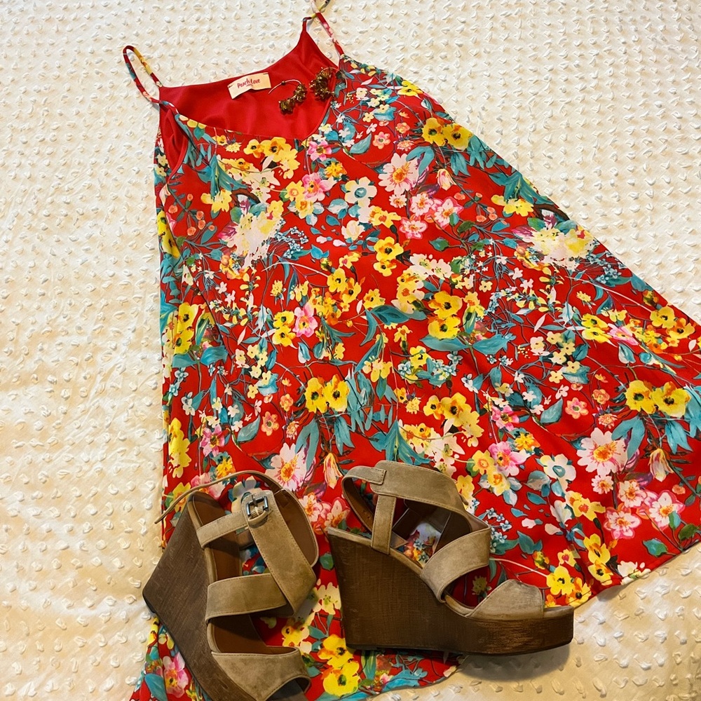 Red Floral Patterned Dress